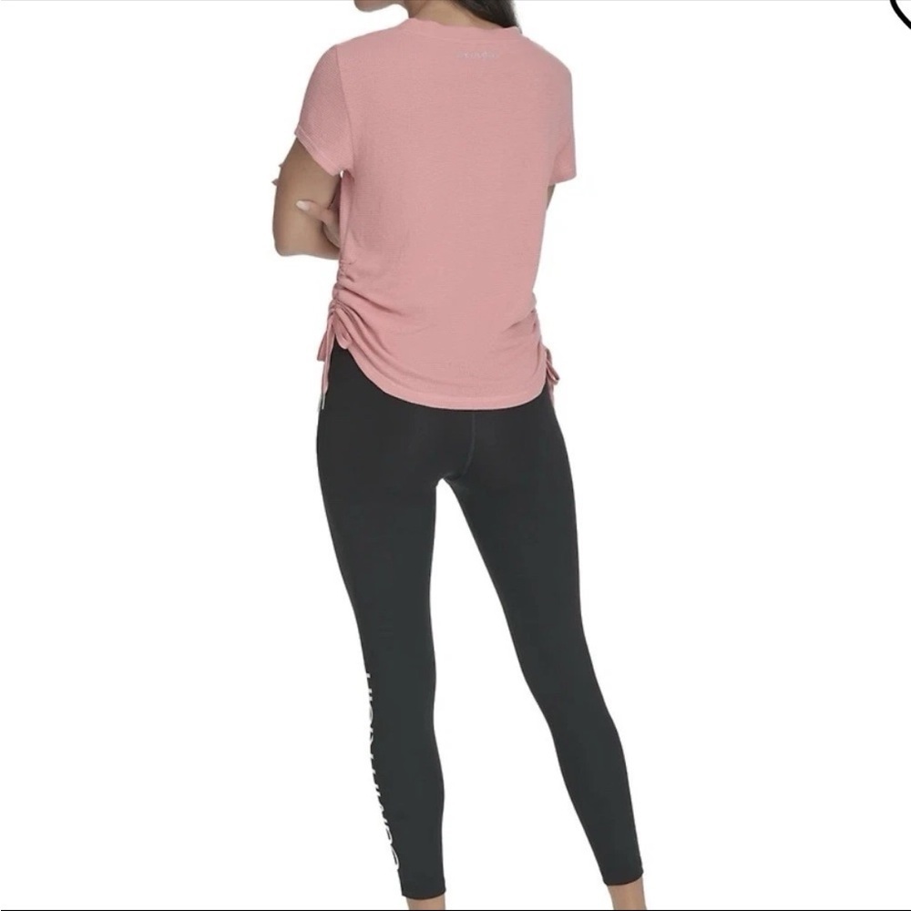 Calvin Klein V-neck Drawstring Ruched Textured Top Women’s Size XL Pink Apricot - Picture 4 of 12